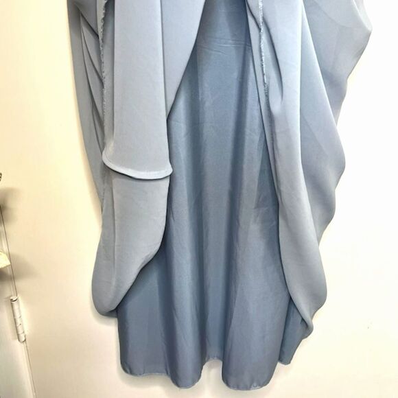 AZAZIE DUSTY BLUE LACE & CHIFFON FORMAL KEYHOLE HALTER TOP BRIDESMAID MOB MOG - Picture 11 of 12